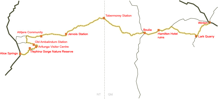 Plenty + Donohue Highways, Northern Territory/Queensland map